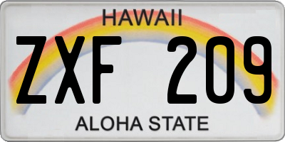HI license plate ZXF209