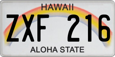 HI license plate ZXF216