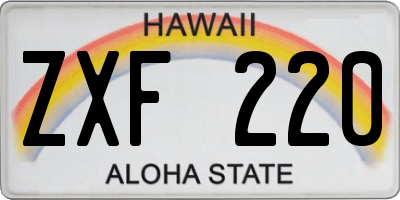 HI license plate ZXF220