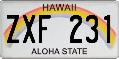 HI license plate ZXF231