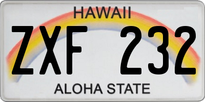 HI license plate ZXF232