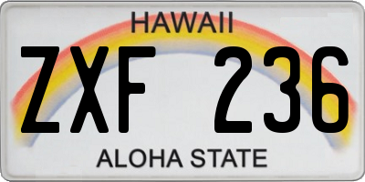 HI license plate ZXF236