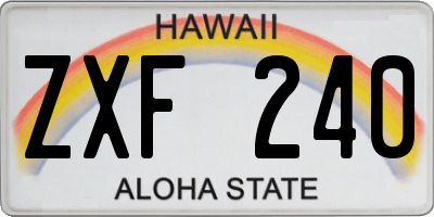 HI license plate ZXF240
