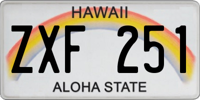 HI license plate ZXF251