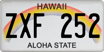 HI license plate ZXF252