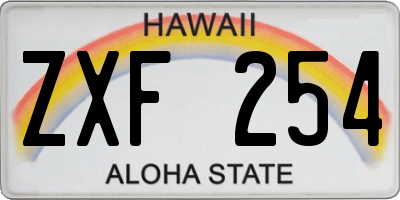 HI license plate ZXF254