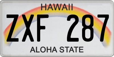 HI license plate ZXF287
