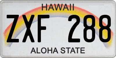 HI license plate ZXF288
