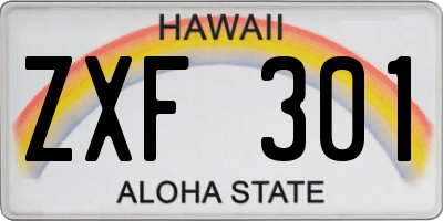 HI license plate ZXF301