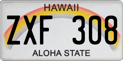 HI license plate ZXF308