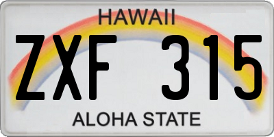 HI license plate ZXF315