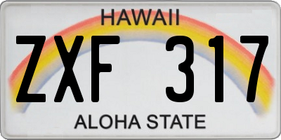 HI license plate ZXF317
