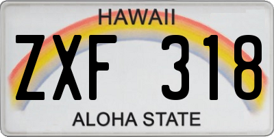 HI license plate ZXF318