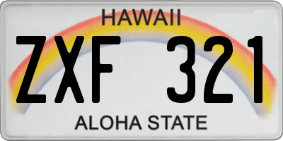 HI license plate ZXF321