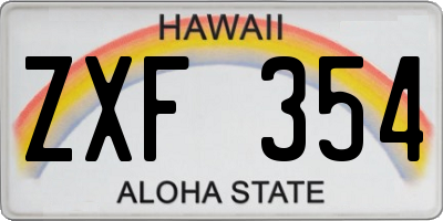 HI license plate ZXF354
