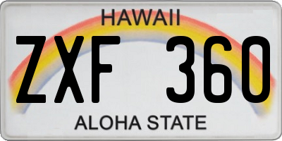 HI license plate ZXF360