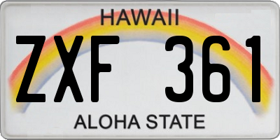 HI license plate ZXF361