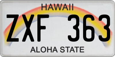 HI license plate ZXF363