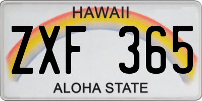 HI license plate ZXF365