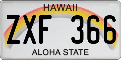 HI license plate ZXF366