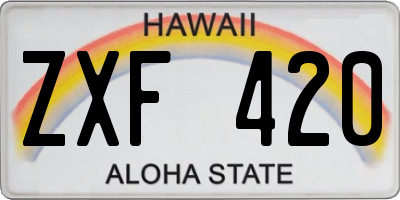 HI license plate ZXF420