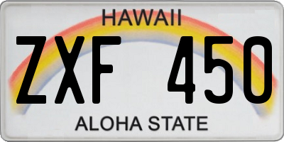 HI license plate ZXF450