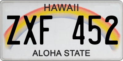 HI license plate ZXF452