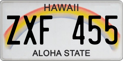 HI license plate ZXF455