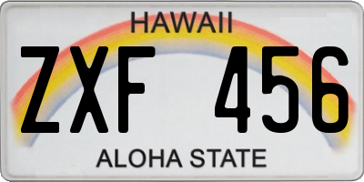 HI license plate ZXF456