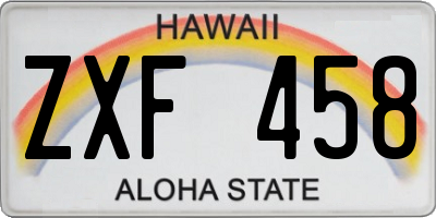 HI license plate ZXF458