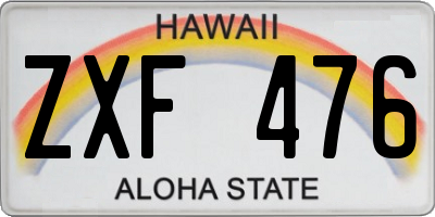 HI license plate ZXF476
