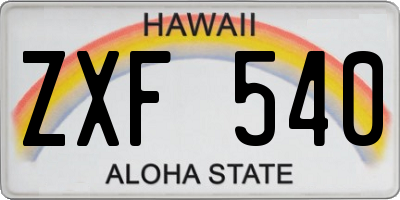 HI license plate ZXF540