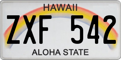 HI license plate ZXF542