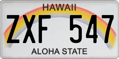 HI license plate ZXF547
