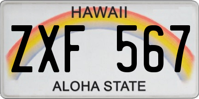HI license plate ZXF567