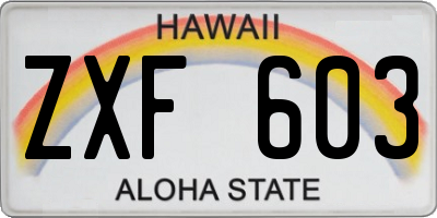HI license plate ZXF603