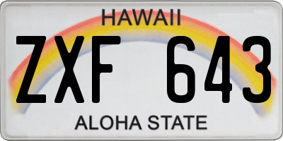 HI license plate ZXF643