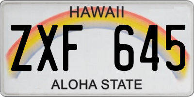 HI license plate ZXF645