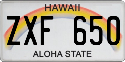 HI license plate ZXF650