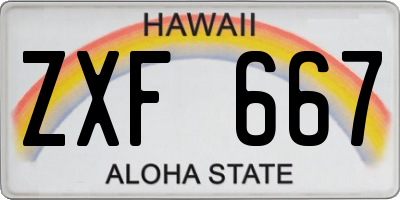 HI license plate ZXF667