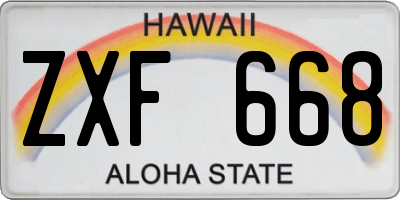 HI license plate ZXF668