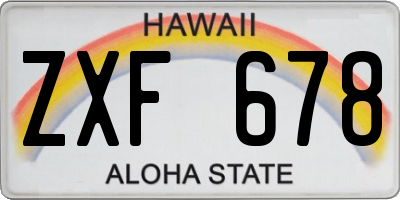 HI license plate ZXF678