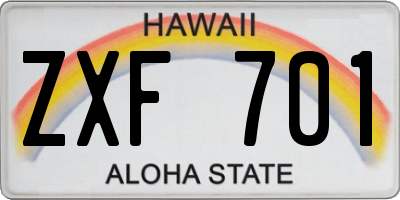 HI license plate ZXF701