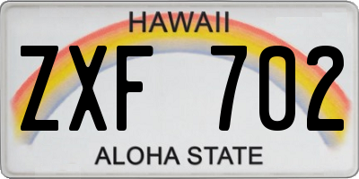 HI license plate ZXF702