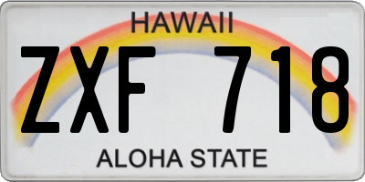 HI license plate ZXF718