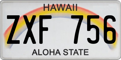 HI license plate ZXF756