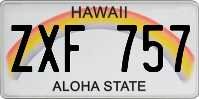 HI license plate ZXF757