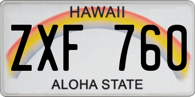 HI license plate ZXF760