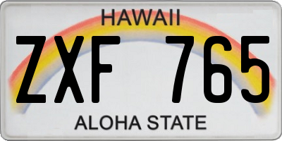 HI license plate ZXF765