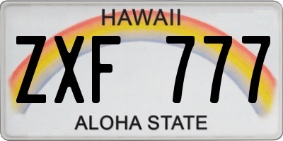 HI license plate ZXF777